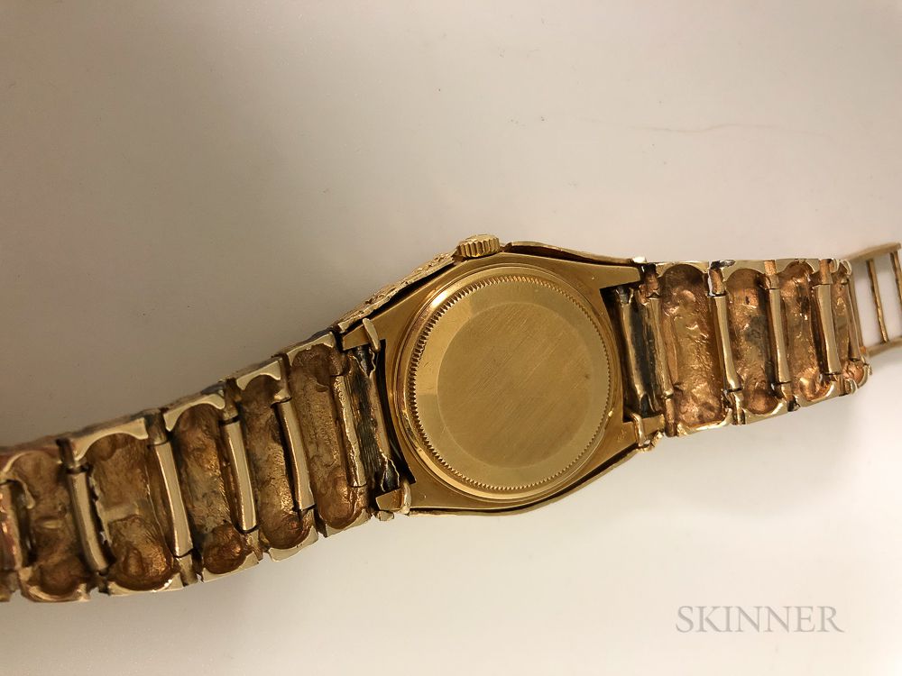 Sold at auction Rolex 18kt Gold Day Date with 14kt Gold Nugget